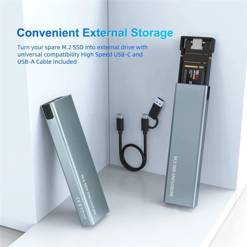 

Dual Protocol M2 Nvme NGFF SATA SSD Enclosure 10Gbps USB3.1 SSD Mobile Hard Disk Case For 2230 2242 2260 2280 M/B&M Key