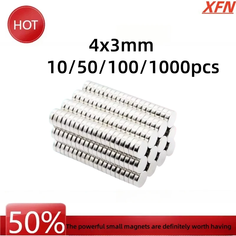 10/50/100/1000PCS Round Neodymium Permanent Magnet 4x3 Small Strong 4x3mm Magnets for Crafts and Hobbies 4*3MM Powerful Magnetic