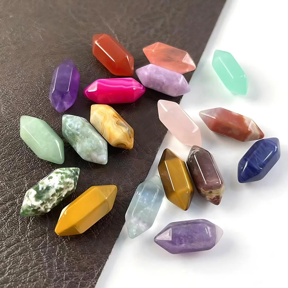 

Natural Crystal Clear Quartz Double Point Wand Healing Stone Energy Gemstones No Hole for Jewelry Making Pendant Lots Wholesale