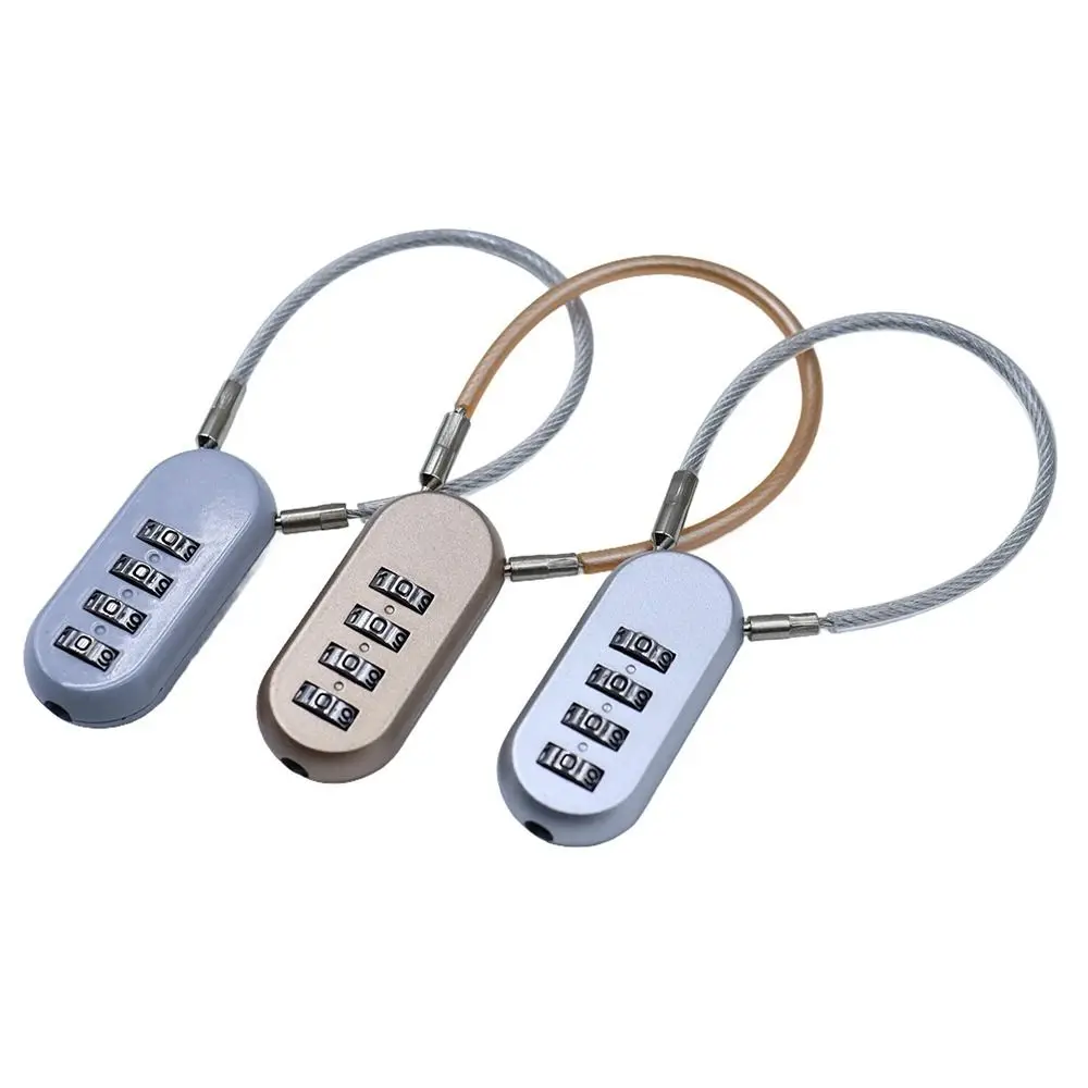 Zinc alloy 4 Digit Password Lock Wire Rope Anti-theft Dormitory Cabinet Lock Padlock Security Coded Lock for Home&Travel