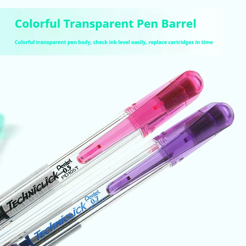 Pentel Techniclick Side-Click Mechanical Pencil PD105/107 0.5/0.7mm Quick Lead Dispenser Energy-Saving Supplies for Kid Student