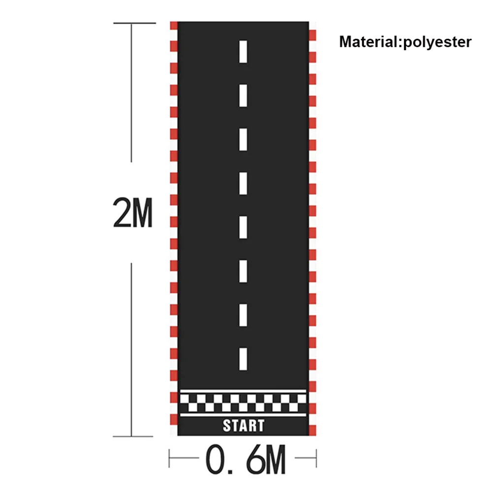 60 cm x 300 cm Nero Pista da corsa Runner da tavolo da costruzione Runner Racetrack Floor Ground Race Car Theme Festa di compleanno