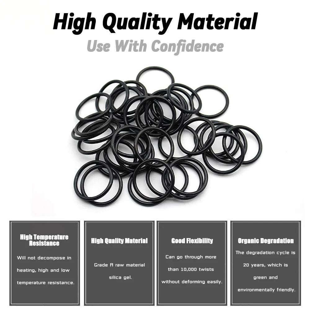 200Pcs O-ring Rubber Gaskets Seal Ring Set Nitrile Rubber High Pressure O-Rings NBR Faucet Sealing Valve O Rubber Rings Set