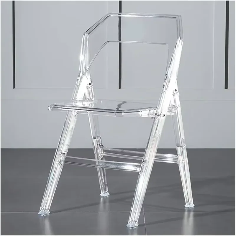 Transparent Acrylic Clear Foldable Chair Portable Plastic Outdoor Garden Resin Folding Camping Chair with Backrest