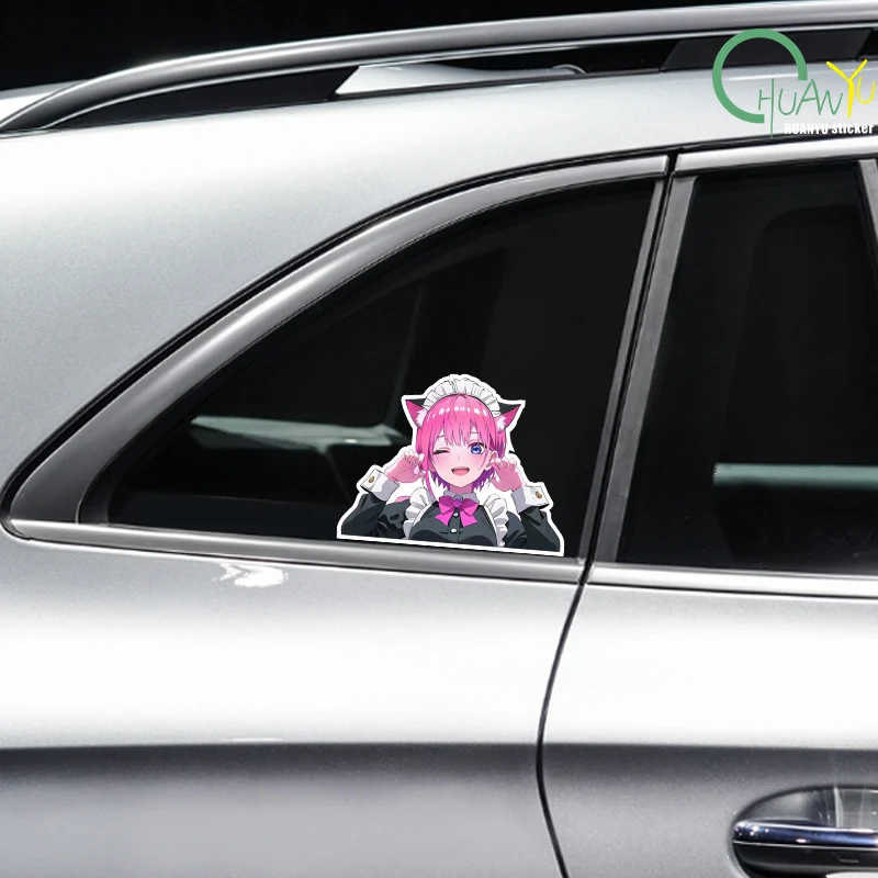 JDM Cute Maid Girl Anime Car Sticker Car Sticker Motorcycle Bumper Car Window Reflective Waterproof Sticker Car Sticker