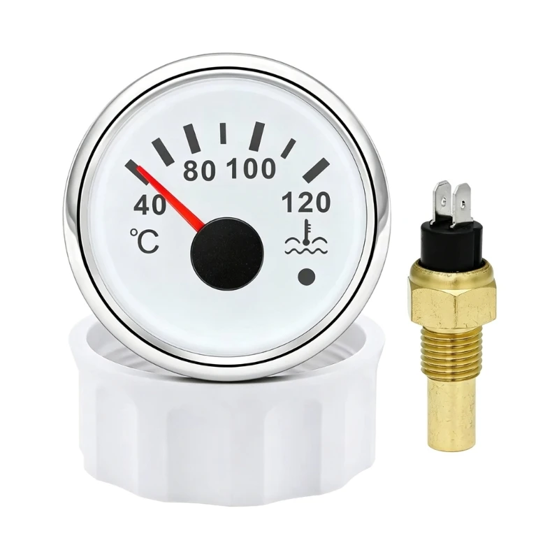 XA6H Water Temperature Gauge 40-120°C Analog Gauge with Threaded Alarm Function 52mm 2'' For Vehicles