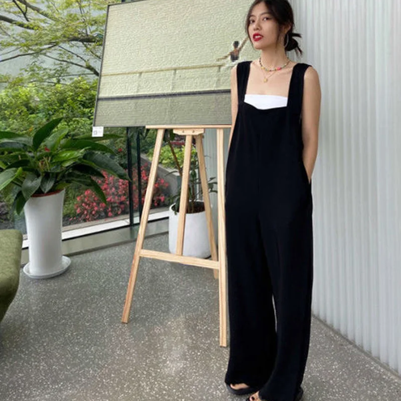 Ice Silk Wide Leg Pants Women's New Summer Drapey One-Piece Pants Loose Slimming Thin Hong Kong Style Casual Long Pants