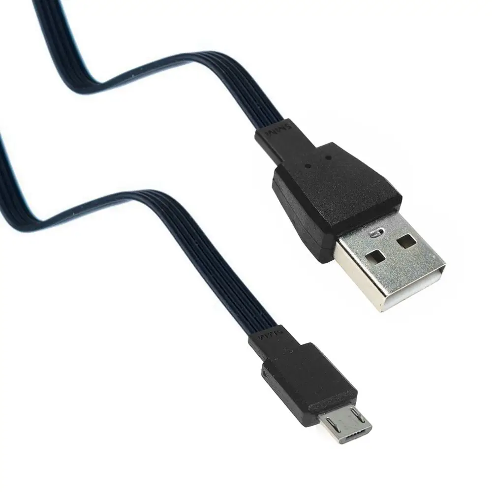 Cable plano suave de 50cm, cable de carga de datos Micro USB, cable plano de coche arriba y abajo, codo izquierdo y derecho, teléfono móvil Android universal