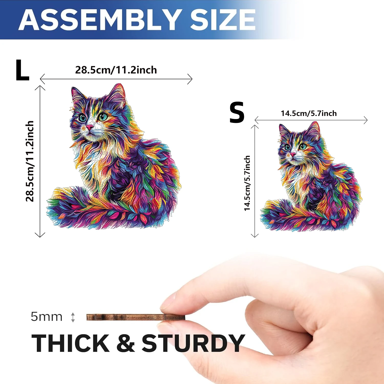 لغز خشبي على شكل قطة ملونة، ألعاب خشبية على شكل حيوان غير منتظم بشكل فريد، ديكورات إبداعية مصنوعة يدويًا، هدايا العيد ديكور منزلي