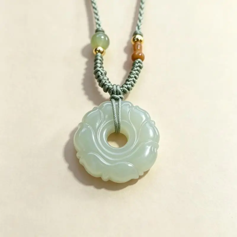 Genuine China Nephrite Stone Certified Jade Lotus Flower Pendant Necklace Women Chinese Natural Hetian Jade Lucky Charms Amulets