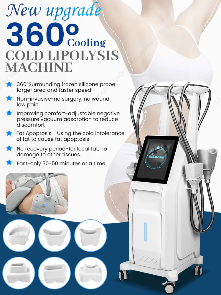 360° Surround Cooling Body Sculpt Machine 4 Handles 6 Probes 4‑Channel Simultaneous Work Non‑Invasive Cellulite Removal SalonE38