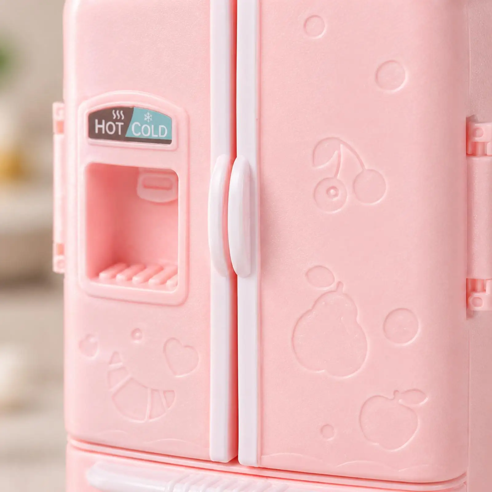 Miniature Double-Door Refrigerator Compact Dollhouse Refrigerator with Drawer Lightweight Mini Fridge with Beverage Dispenser