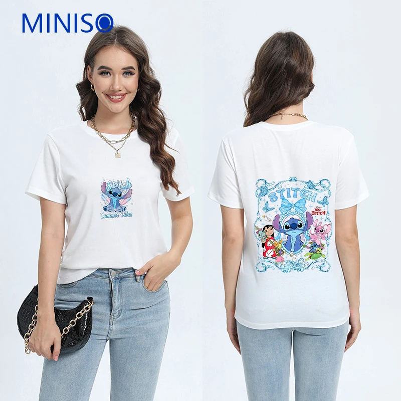 

Custom T Shirt Sweet Cartoon Clothes Trends 2025 Disney Mickey Minnie Tees Ladies Woman Clothing Y2k t-Shirt Short Sleeve Top