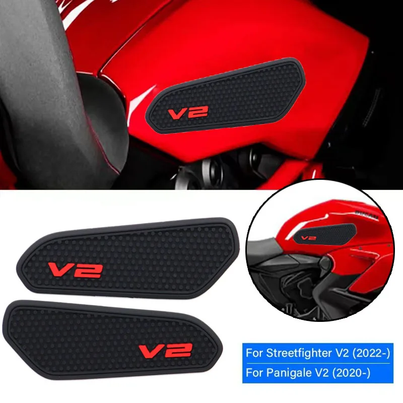 

For Ducati Streetfighter V2 Panigale V2 2020 Motorcycle Fuel Tanks Pad Decorative Stickers Knee Anti-Slip Heat Shield Grip Pad
