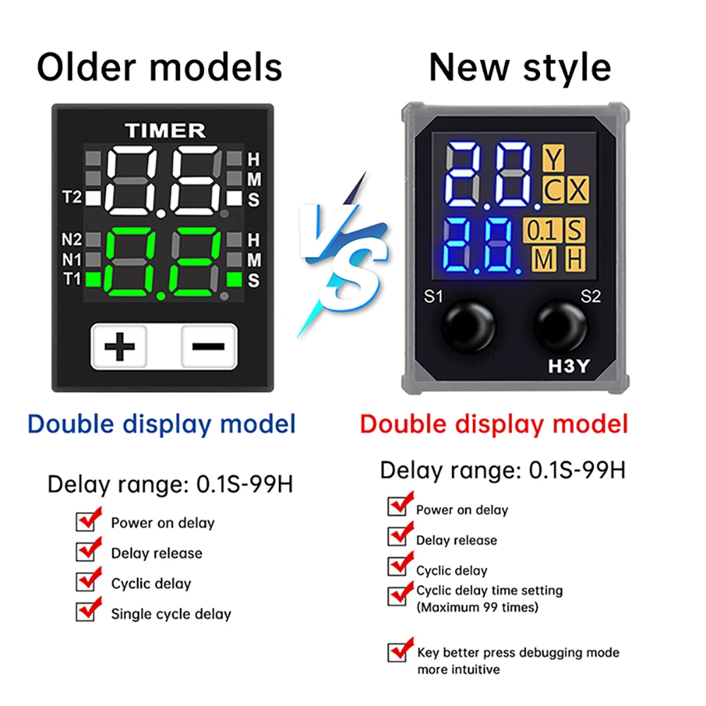 H3Y-4 LCD Display Delay Relay DC12V DC24V AC220V Power-on Delay Controller Time Relay Electronic Timer Relay with Base Socket