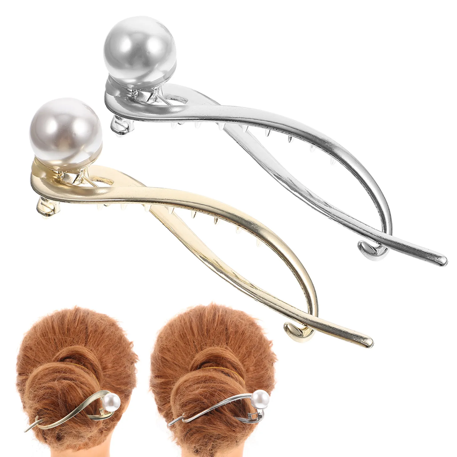 

4Pcs Pearl Hairpins Unique Fishtail Shaped Metal Hair Clips for Women Girls Hair Styling Bangs Control Elegant Decorative