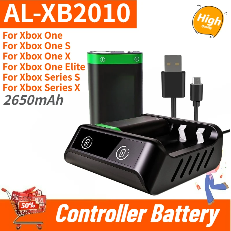 

2 шт. высококачественные аккумуляторы AL-XB2010 2650 мАч с USB-зарядным устройством для контроллеров Xbox Series X/S/Xbox One S/X, совершенно новые
