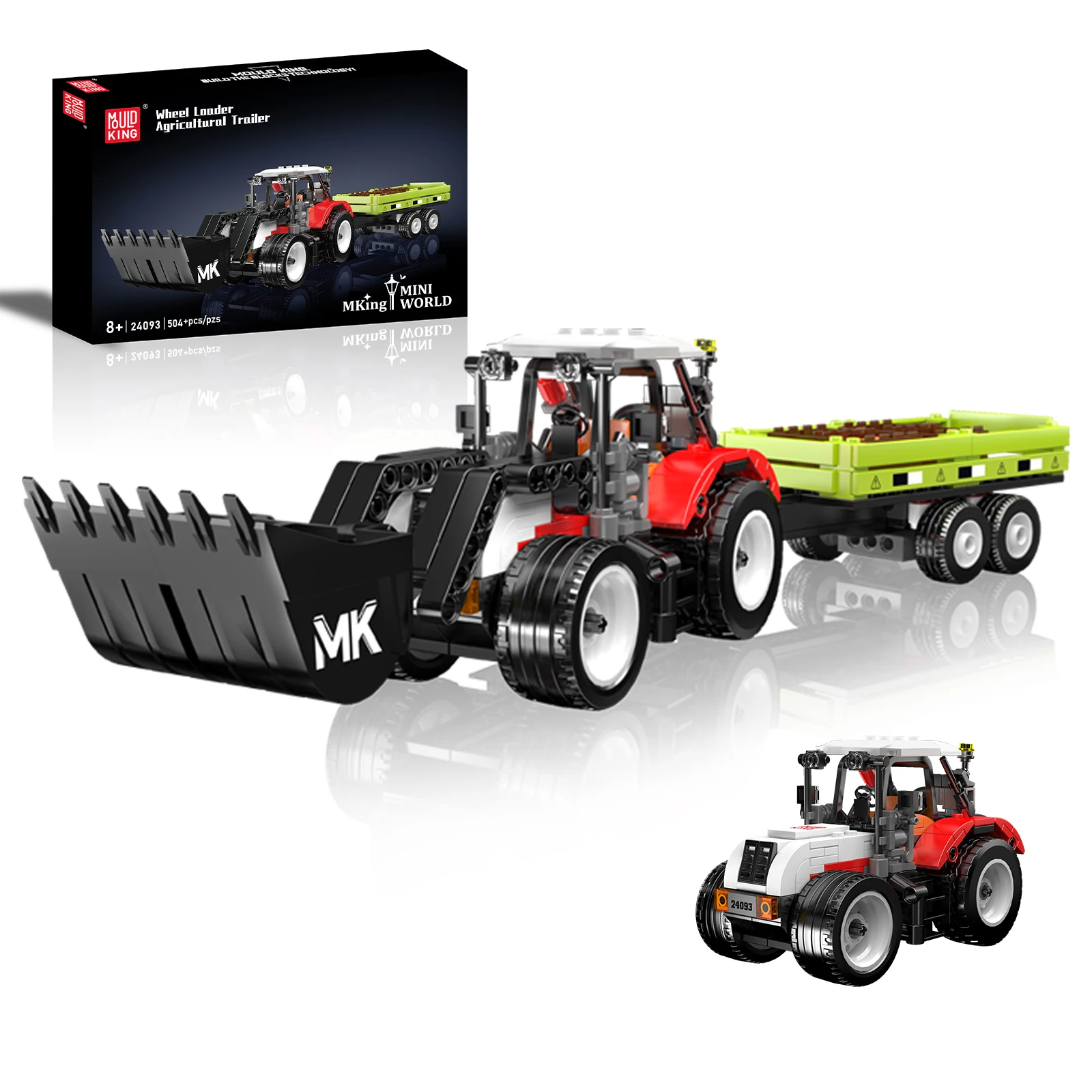 

MOULD KING 24093 504PCS Agricultural Tractor Building Blocks Toy with Display Stand