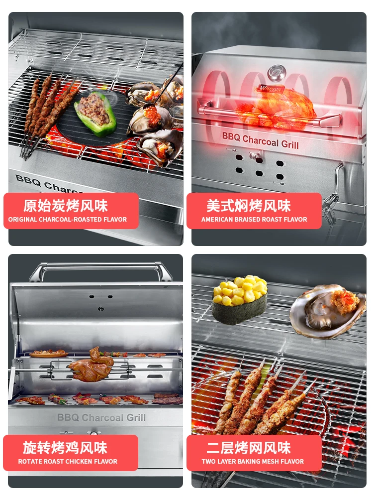 The product can be customized. Embedded stainless steel barbecue grill villa courtyard garden charcoal barbecue grill