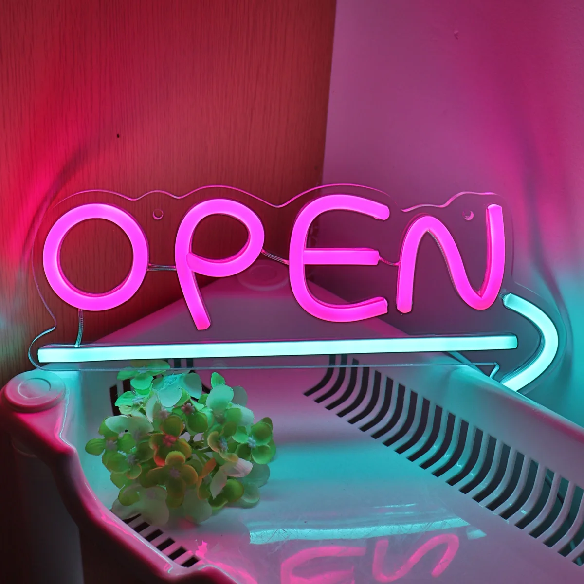 Imagem -05 - Bonito Aberto com Setas Led Neon Sign Alimentação Usb Baixa Tensão Luz Noturna Segura para Loja 11.42 x 4.96 5v 1pc