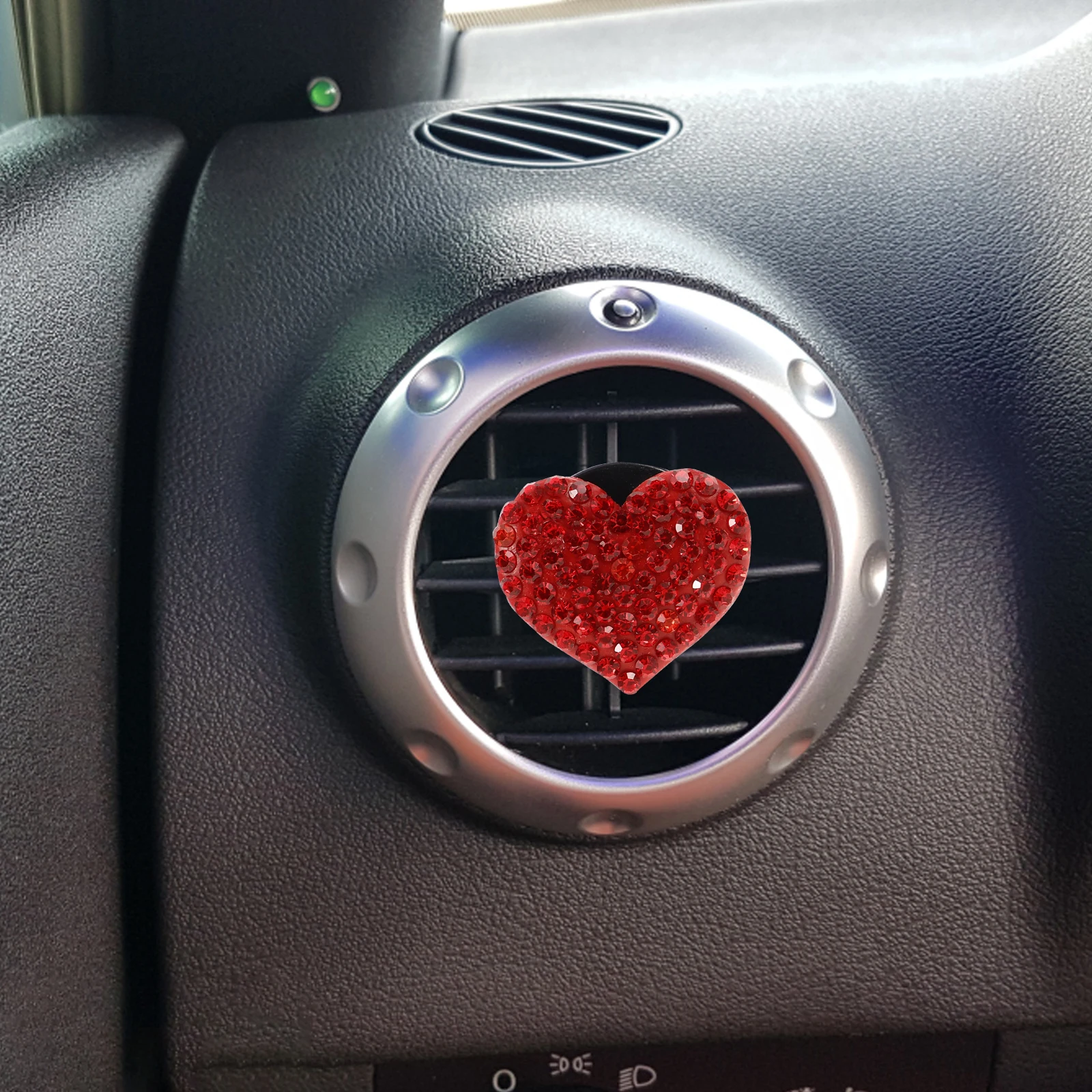 

5 Pcs Car Air Outlet Decoration Heart Shaped Clips Bling Rhinestones Red Car Accessories Diffuser Fade Resistant Ideal Gift