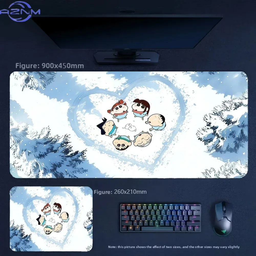 Anime Crayon Shin-chan Cooking Egg Large Mousepad Rubber Non-Slip Gaming Desk Mat Keyboard Pad for Home Office Decor