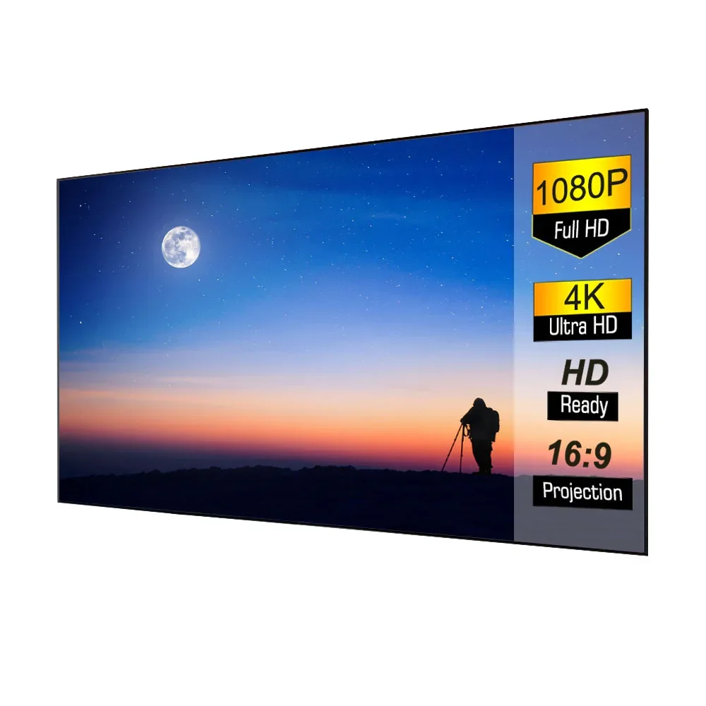 

Projector Screen 100" 16: 9 Short-Focus Ambient Light Rejecting Black Diamond Fixed Frame Projection