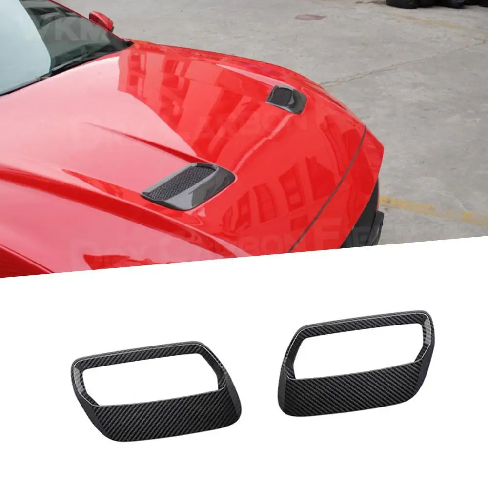 Carbon Fiber Hood Engine Air Vent Cover Trim for Ford Mustang 2018-2020 Engine Air Vent Outlet Cover Trim Car