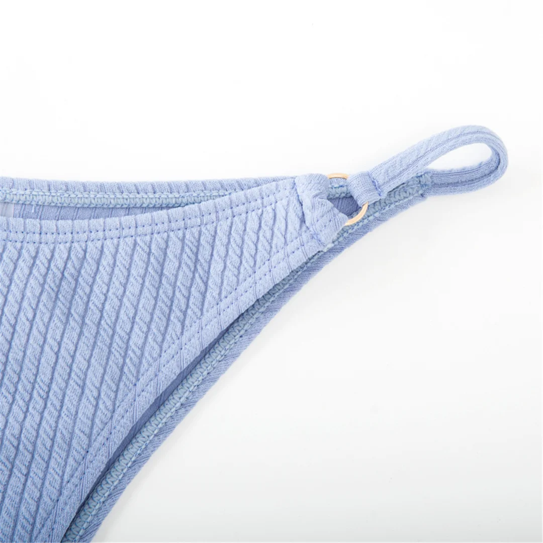 Gerippter Metallring-Bikini, zweiteiliger Damen-Badeanzug, Damen-Badebekleidung, hoch geschnittene Beine, gepolsterter Badeanzug, Badeanzug, Schwimmkleidung V7120 – Detail 28