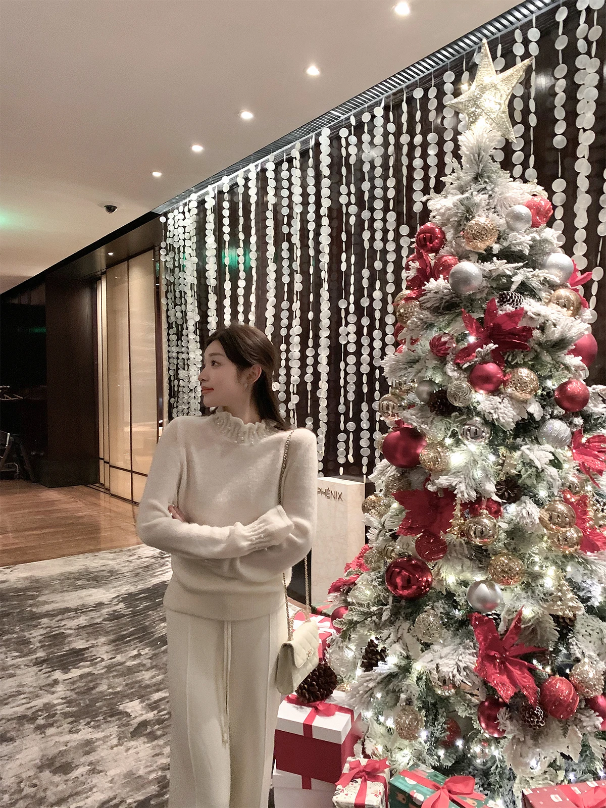 

Cchen Ladycharm Women's Long Sve Sweater Sweet Sle Pearl Embellied Bell Sve Woolen Knitwear Floral Lace Hem