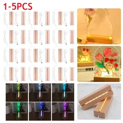 1-5 pz LED espositore in legno Base RGB colori cristallo luce notturna Base Base Woode Stand resina arte artigianato decorazioni per la casa