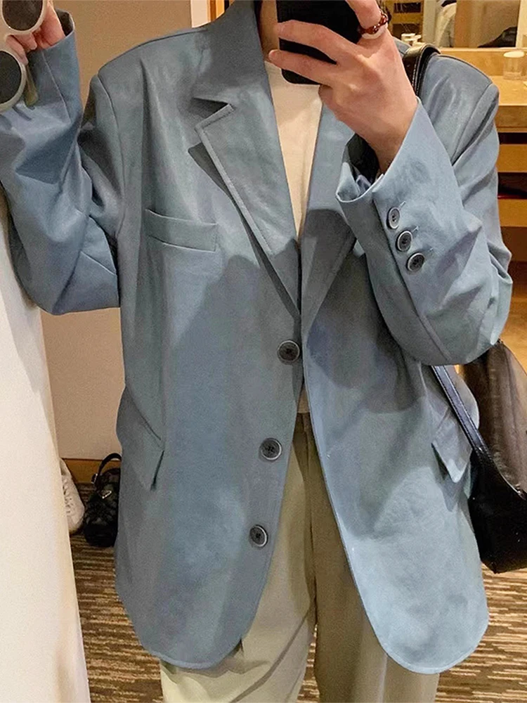 Chic Vintage Autunno Lungo Sve PU Pelle Jaet Cappotto ampio da donna a due bottoni Sli Pendolarismo Vento per 8-24 anni