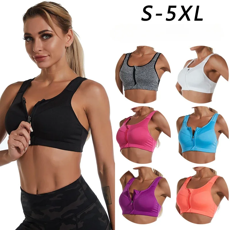 Cerniera anteriore reggiseno sportivo di grandi dimensioni supporto sportivo antiurto gilet Fitness reggiseni donna Push Up Cross Back Underwear