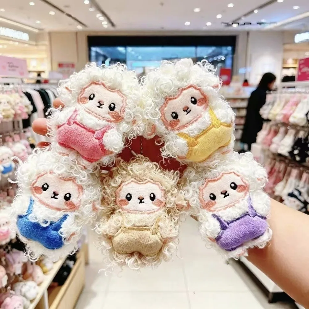 Funny Cute Plush Sheep Keychain INS Kawaii Fluffy Animal Keyring Chinese New Year Gift Portable Cartoon Sheep Doll Birthday Gift