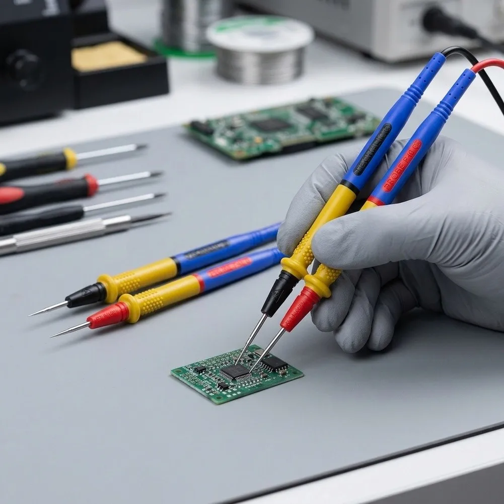 Stainless Steel Needle Multimeter Probes for p40 1000V 20A 120cm Blue Silicone Cable Slip Resistant Ergonomic Handle