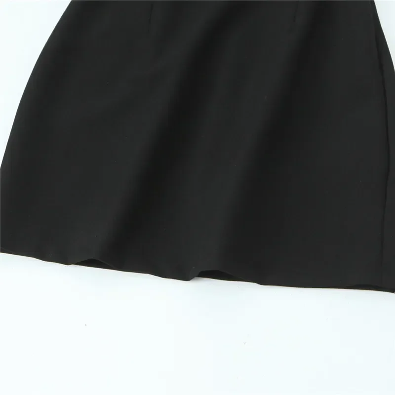 TRAF-Mini Vestido Bodycon Halter Feminino com Arcos de Strass, Cortado, Fora do Ombro, Preto, Vestidos de Festa Sexy, Verão, 2022