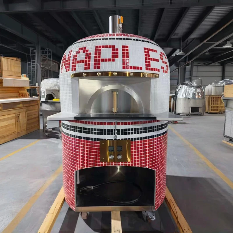 Commercial Large Dual Fuel Wood/Gas Pizza Oven Italian Clay Brick Lined Outdoor Dome Oven for Neapolitan Pizza Bakery Custom