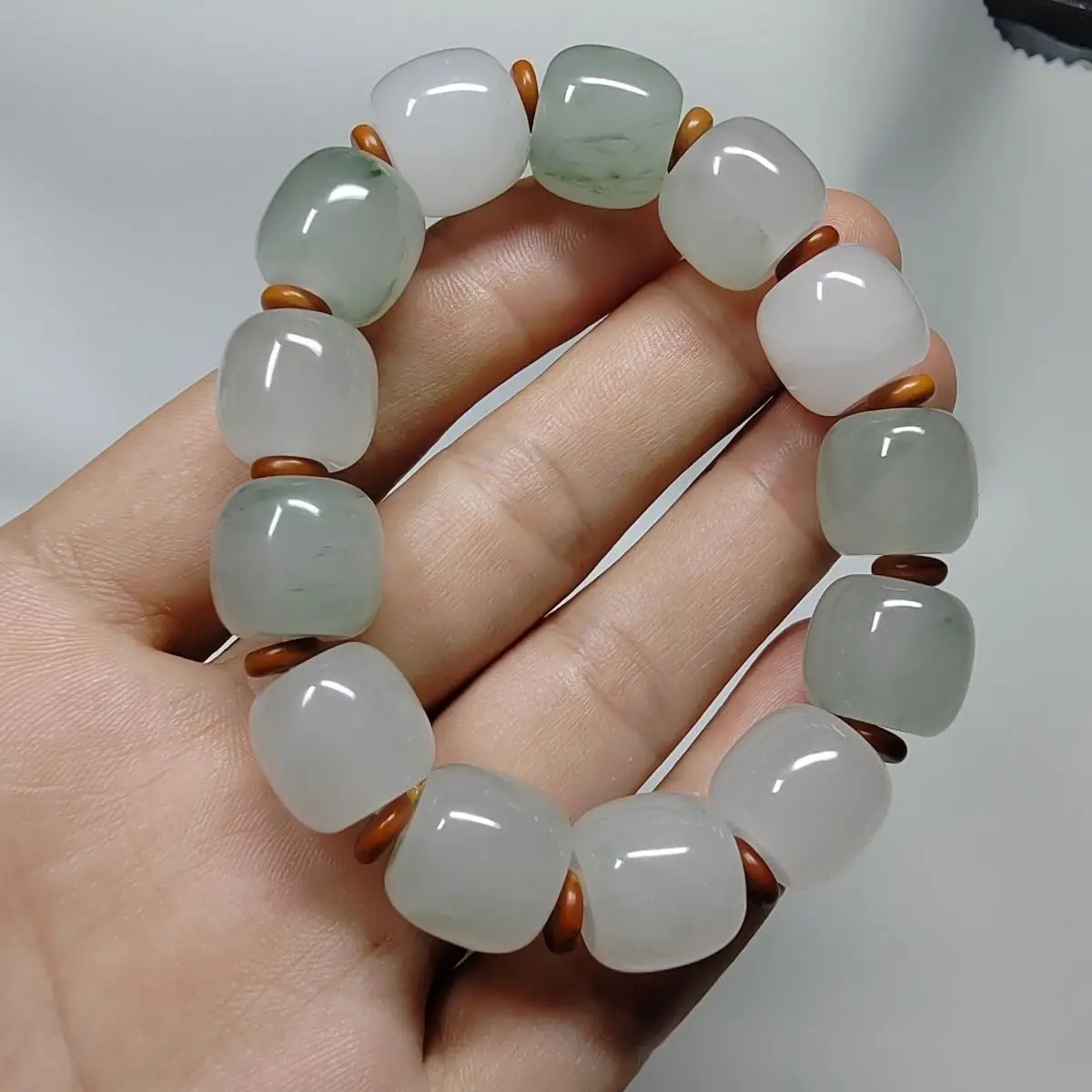 

Синьцзянский натуральный нефрит Тяньшань, старый стиль, жемчуг, мужской и женский универсальный нефритовый браслет-цепочка в корейском стиле