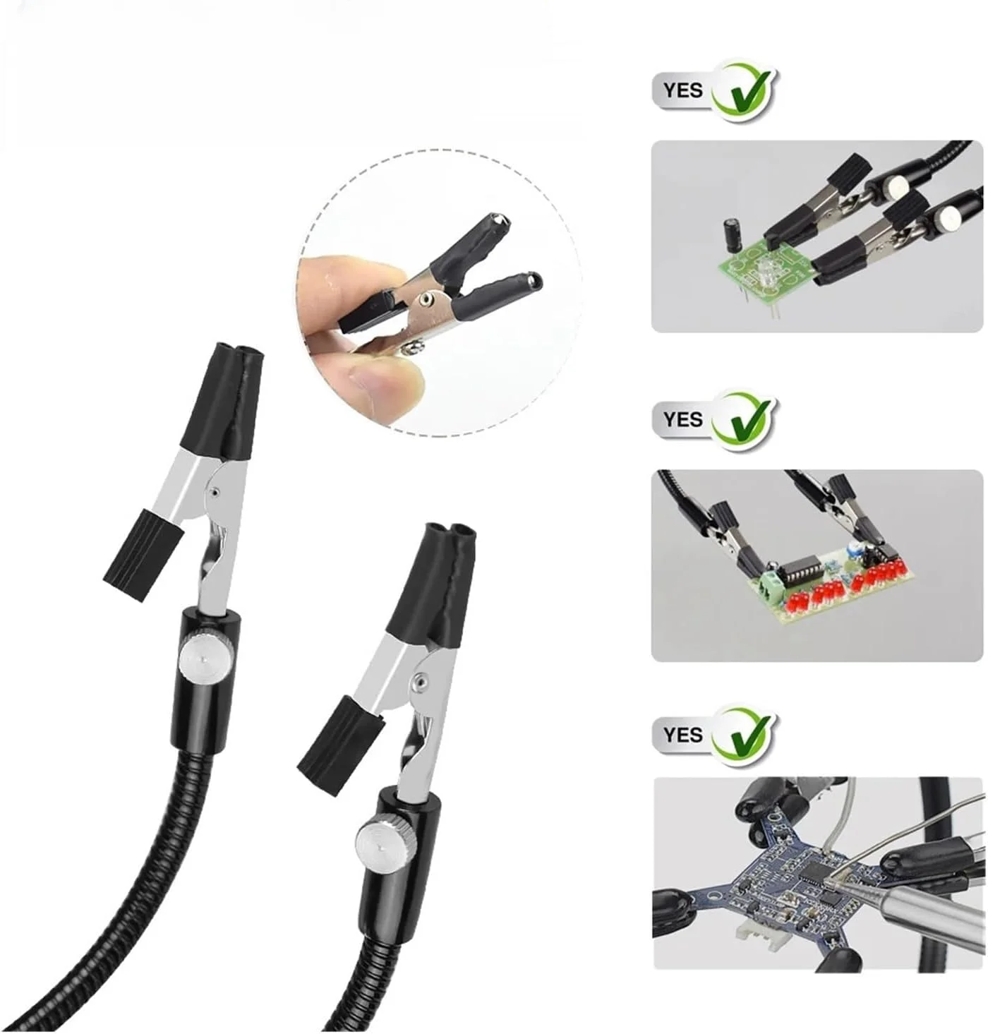 Toolour Helping Hands Clamp Stand for Soldering with Black Aluminum Construction 5x15x15cm Dimensions and for Stable Table Grip