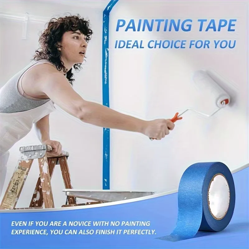 3 rolls blue paint masking tape，for car beauty car high adhesive paper for masking and decoration suitable for multiple surfaces