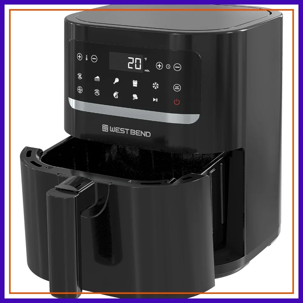 

Compact Air Fryer 5-Quart Capacity Digital Controls LCD Display 10 Cooking Presets Shake Reminder Nonstick Basket 1500W