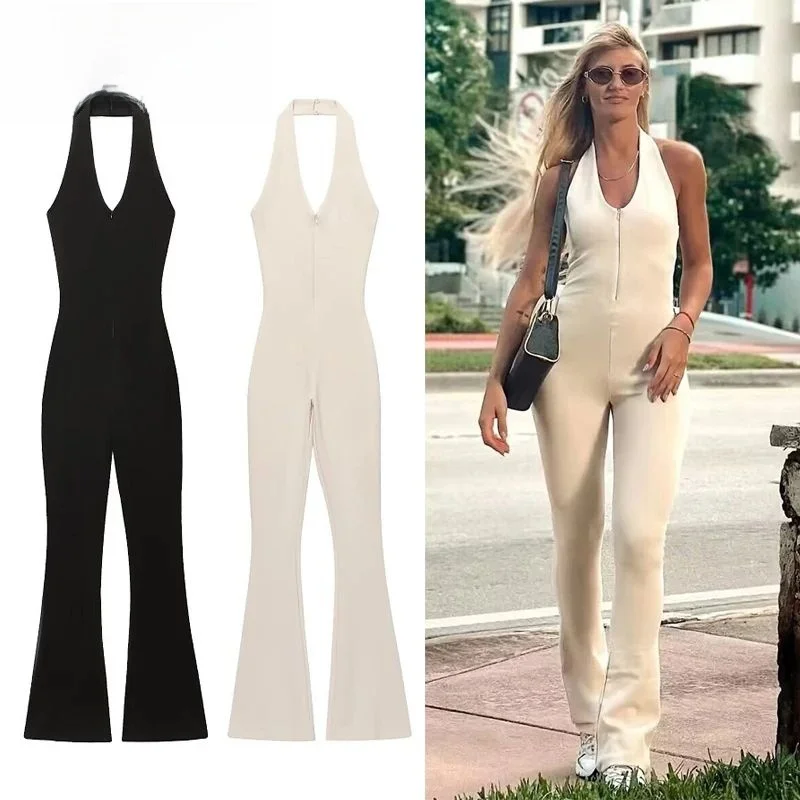 

MUJER 2025 Long Flared Fitn Jumpsuit Low Waist ort Pant Cotton Women's Suit Casual Comfortable Spring Faion