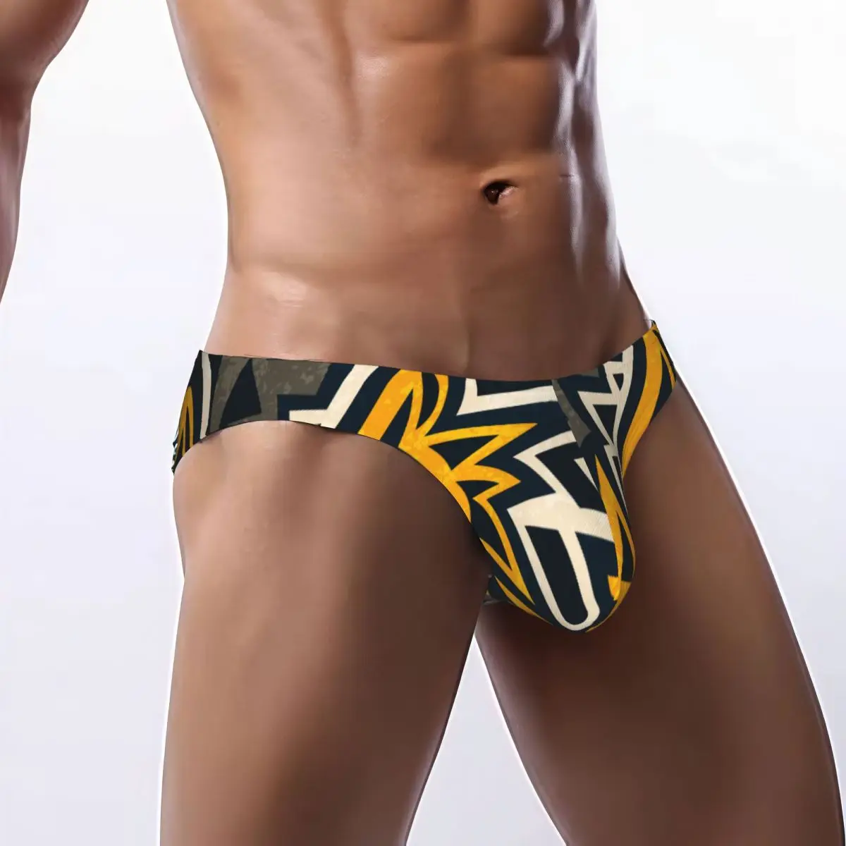 Men's Sexy Briefs Breathable Bikini African Geometric Grunge Print Men Underpants Low Cut Man Underwear Panties