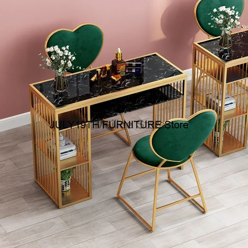 

Nordic Light Luxury Nail Tables Beauty Salon Manicure Table and Chair Set Fashion Ins Salon Furniture Single Tables for Manicure