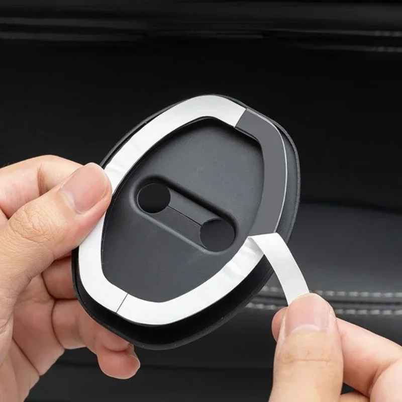 For Audi A4 A6 Q5 A3 A5 Q3 Q7 2008-2024 Silica Gel Black Car Door Lock Cover Trim Car Accessories