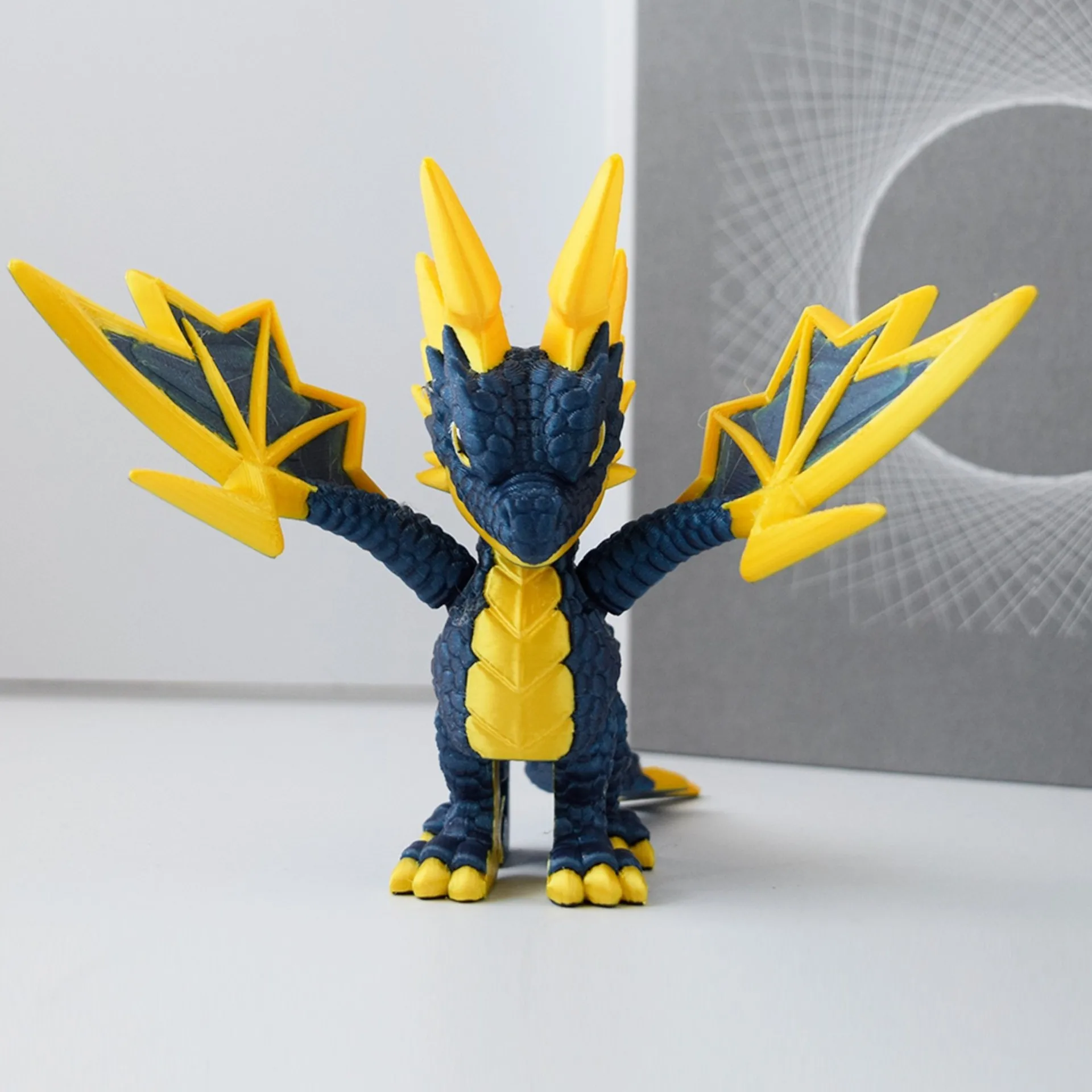 Novo 3d impresso relâmpago kirin brinquedo estátua simulação dragão voador modelo animal articulações móveis decoração de mesa ornamentos crianças presente