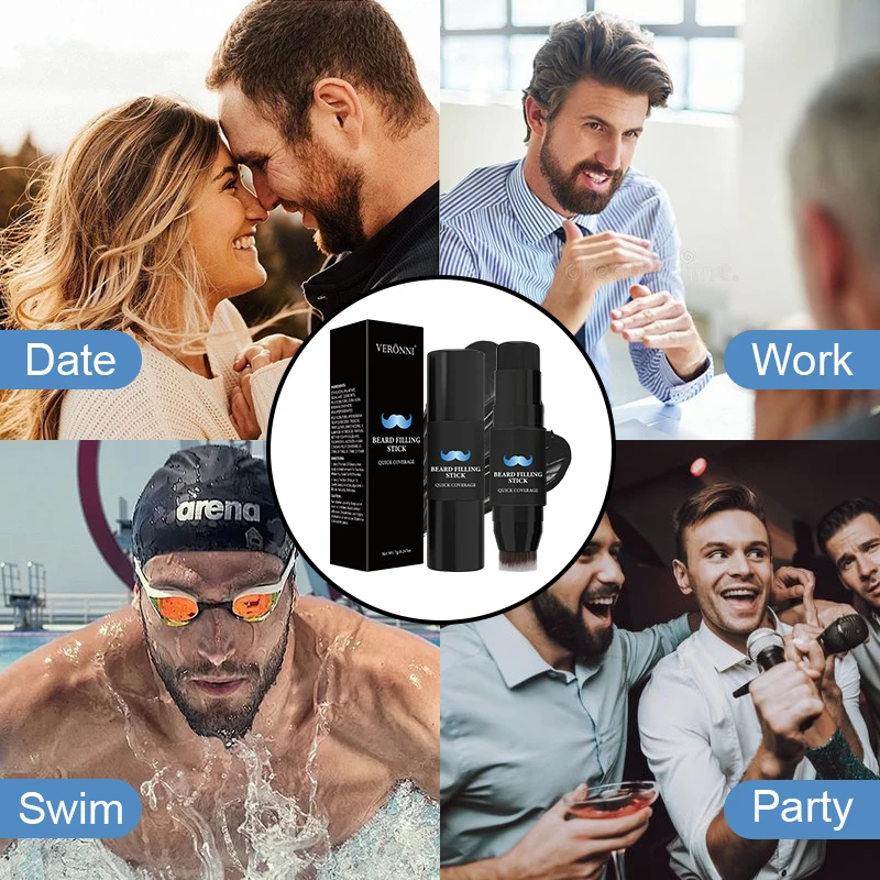 عصا حشو قلم اللحية وفرشاة للرجال، قلم اللحية، عصا لمس جذر الشعر تغطية طويلة الأمد مكياج الشارب والشعر #4