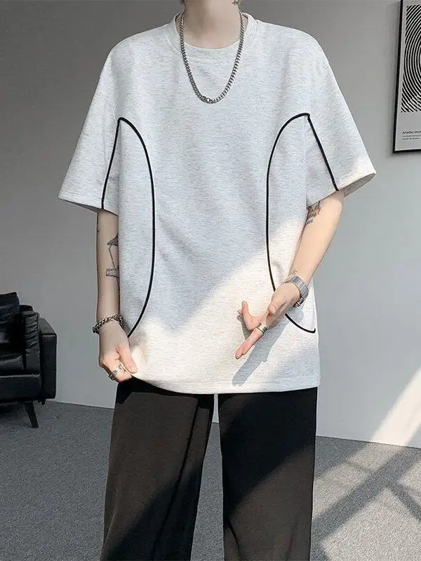 

Retro American Color Blo ort Sve Men's T-irt Summer Loose Fit Design Cool Street Sle Top Polyester Spandex Blend