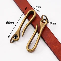 5pc 50mm Quality Antique Brass Car Keychain Keyring Fob Clip Belt U Hook Loop Jeans Wallet Chain Accessories Fish Hook SET