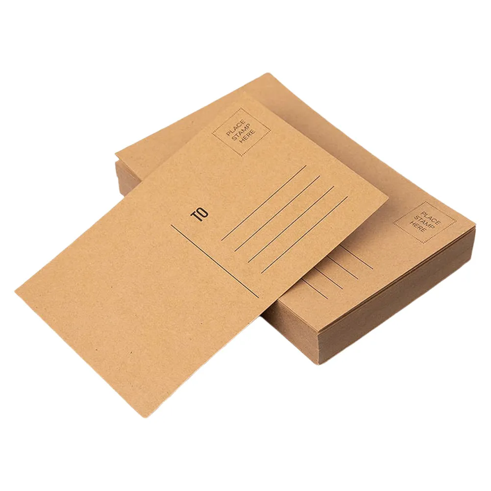 

50 Kraft Paper Blank Postcards Printable Mailing Side Stamp Space Smooth Writing Surface for DIY Invitations Greeting Cards